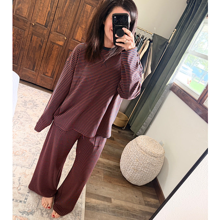 Brown/Navy Stripe Set