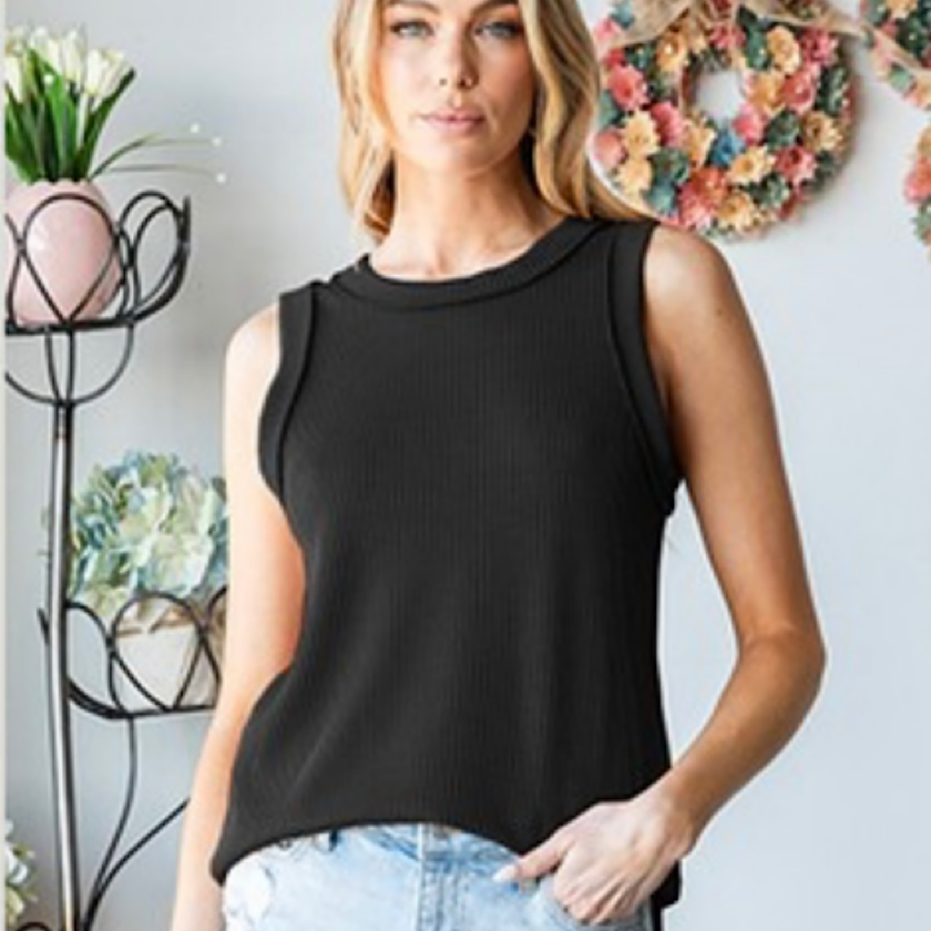 Black Ribbed Tank