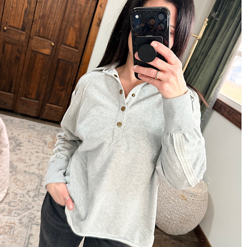 Marley Snap Sweatshirt-Vintage Gray