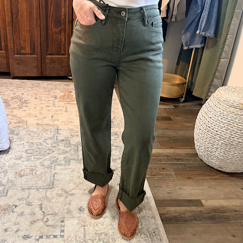 Mica - Olive HR Straight Ankle 29"