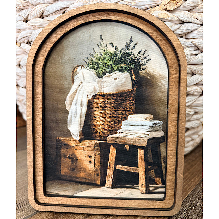 Arch Top Towel Basket Framed Art