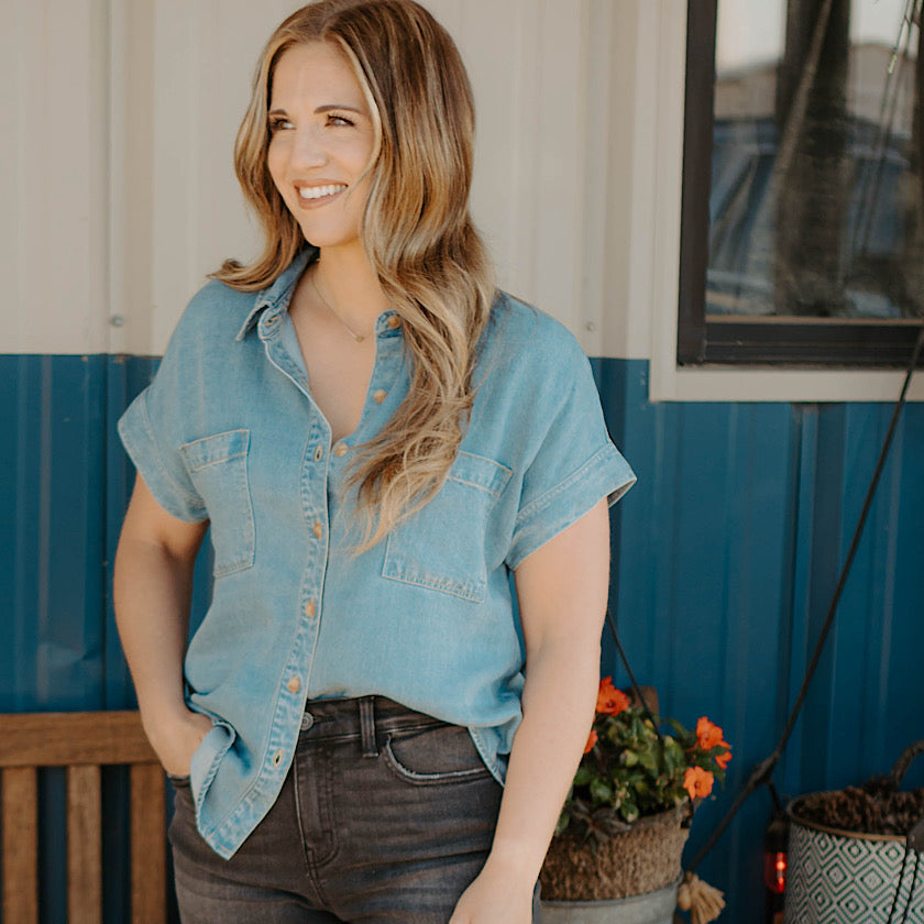 Button Down Chambray Top