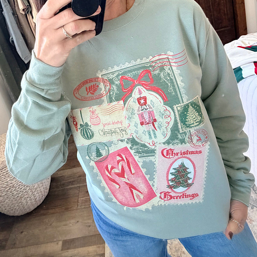Christmas Post Card Sweatshirt