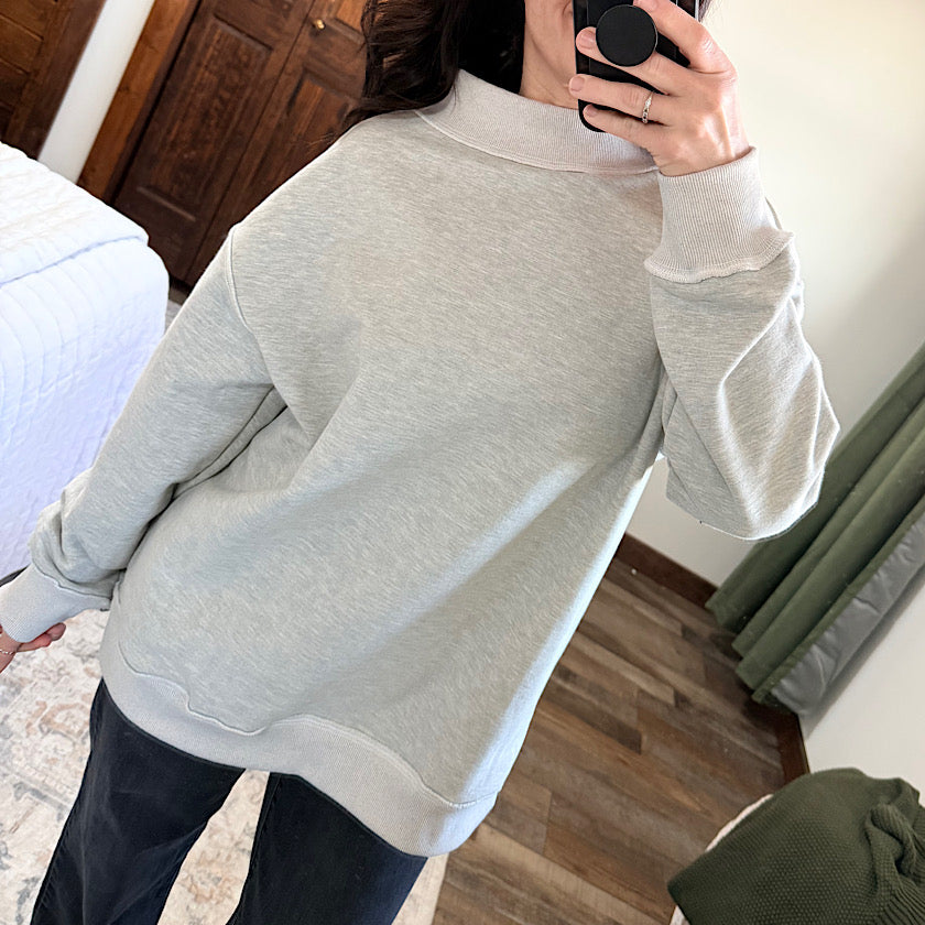 Blakeley Mock Neck Pocket Pullover-Grey