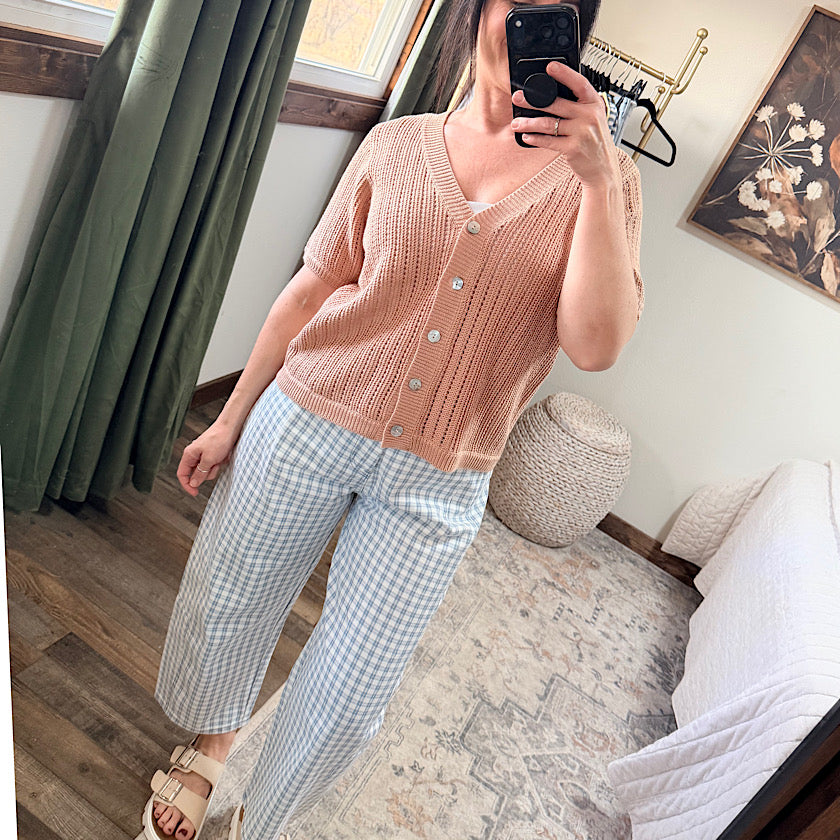 Mini Checker Barrel Pants