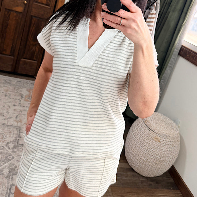 Ivory Stripe Shorts
