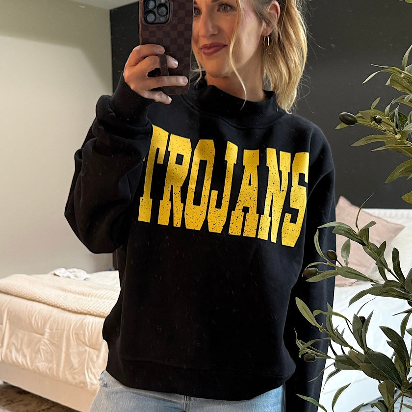 Black  Mock Neck w/ Gold Trojans