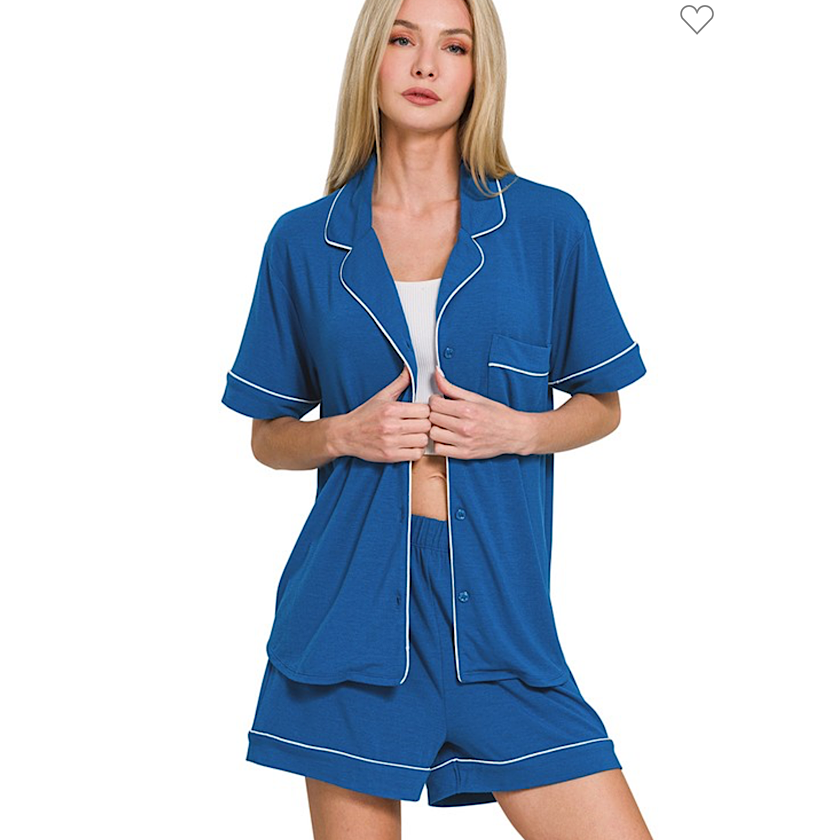 Classic Blue  PJ Short Set
