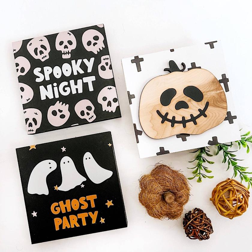 Halloween Mini Block Tiered Tray Signs