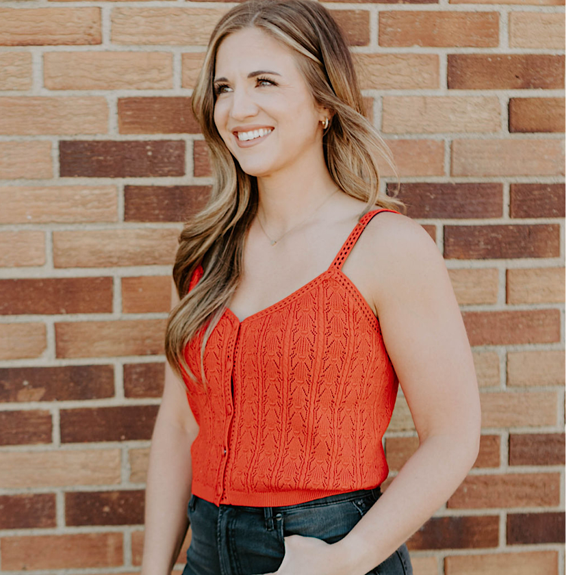 Red Pointelle Knit Tank