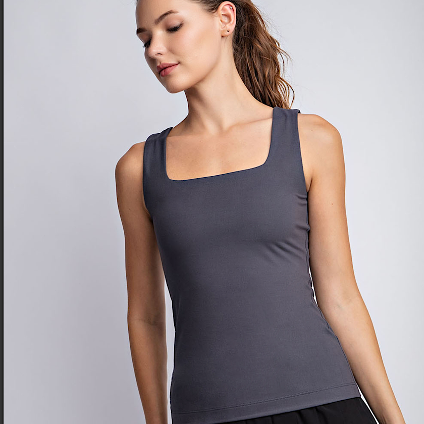 Charcoal Square Neckline Tank