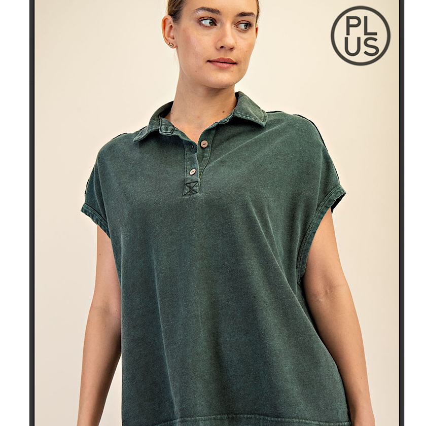 Regency Green Mineral Washed Polo Top