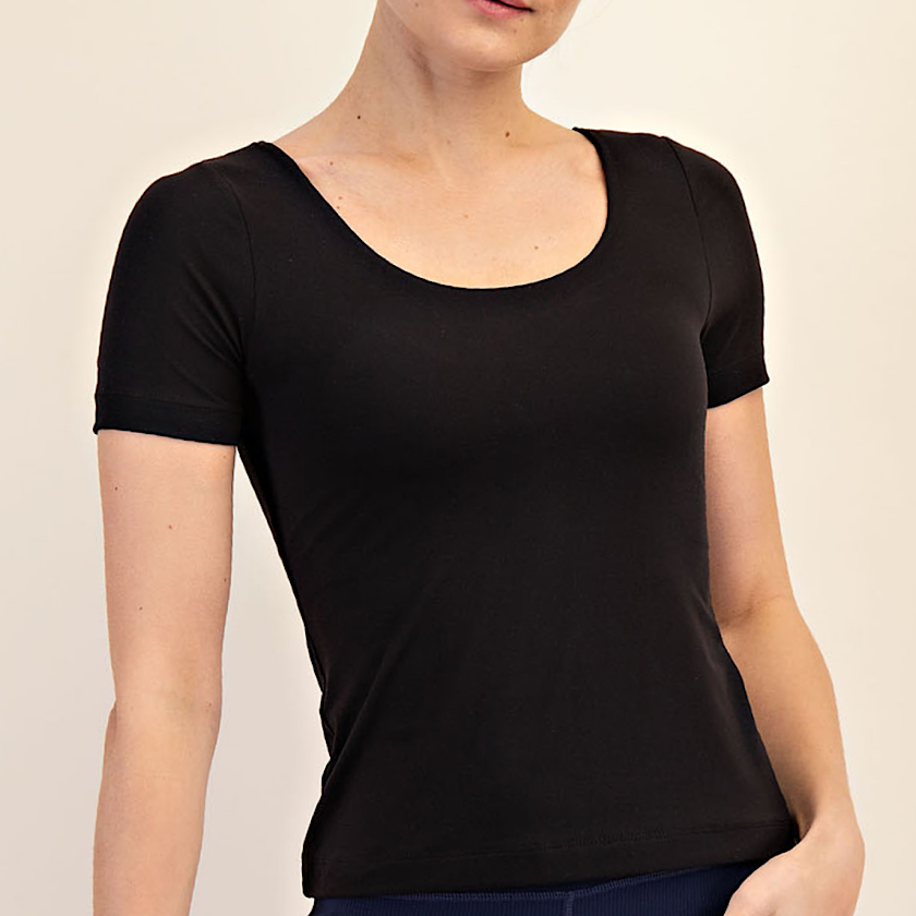 Black Round Neck Top