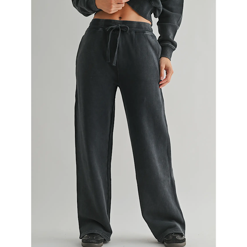 Mineral Wash Luxe Wide-Leg Sweatpants