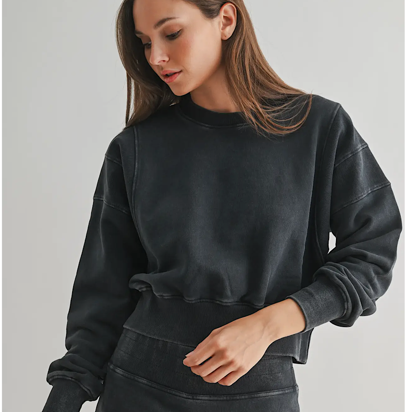 Mineral Wash Luxe Cropped Sweatshirt