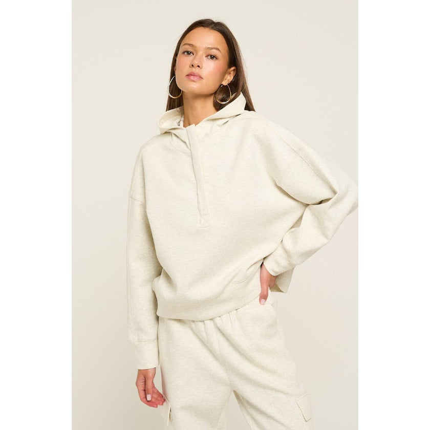 Lt Heather Half Zip Soft Pullover Hoodie