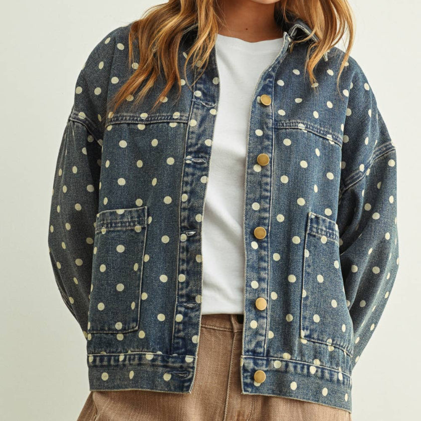 Polka Dot Denim Jacket