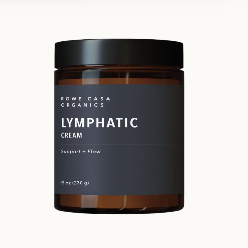 Jar of Lymphatic Cream by Rowe Casa Organics on a white background