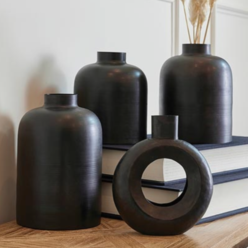 Black Metal Vase - Medium