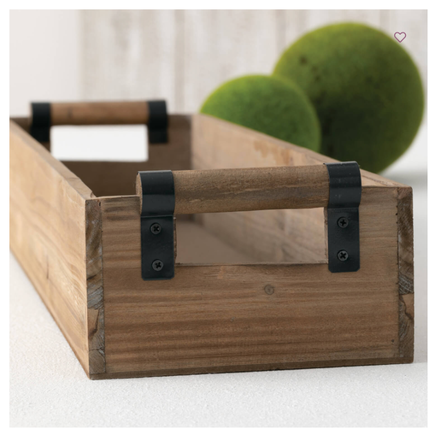 NATURAL WOOD BOX WITH HANDLES
