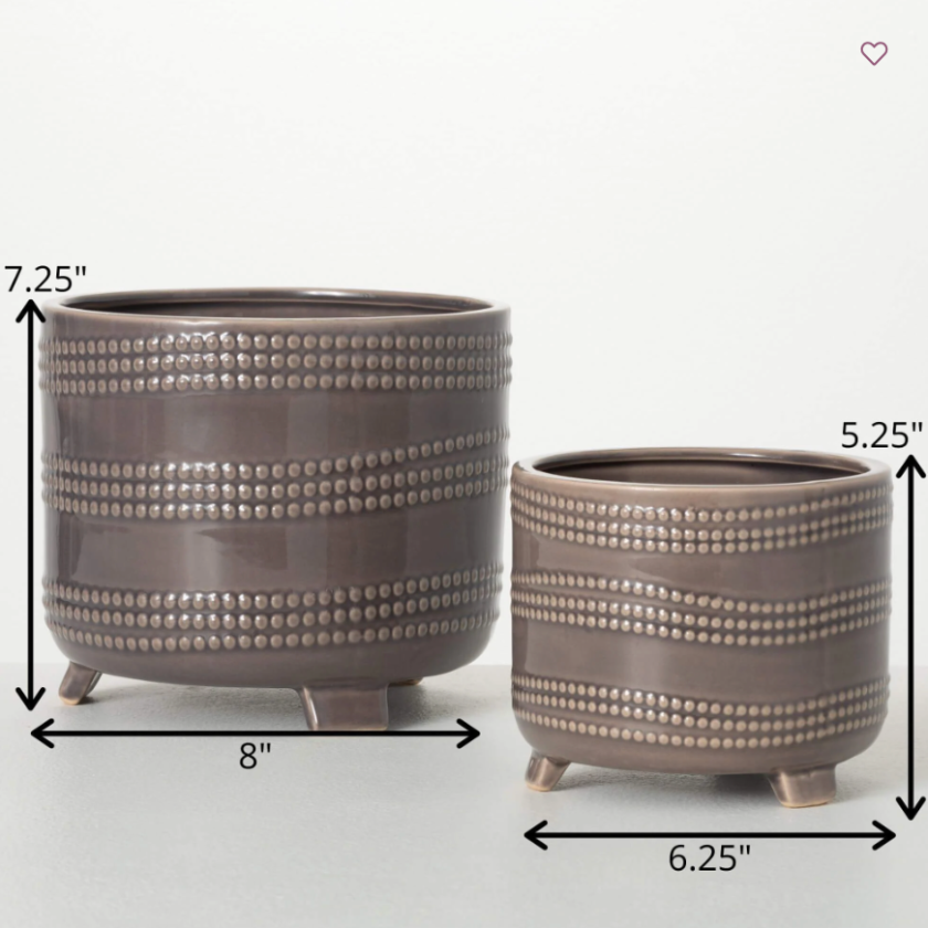 BEADED TEXTURED FOOTED POTS