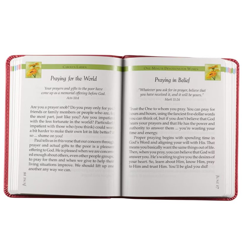 Pink Faux Leather One-minute Devotions for Women Devotional