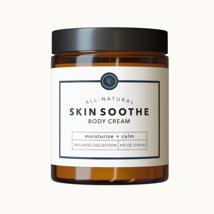 Jar of 'Skin Soothe' body cream on a white background