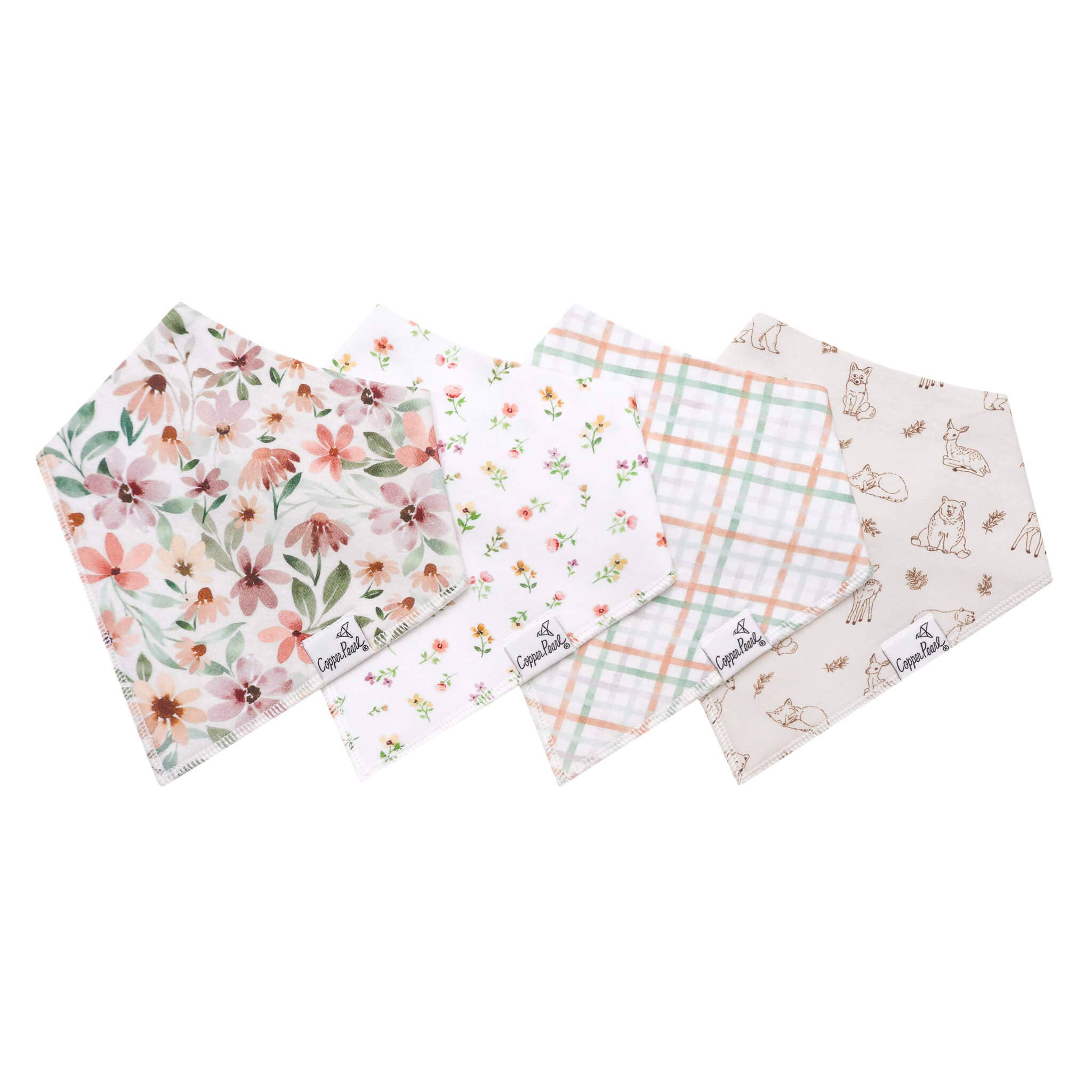 Copper Pearl - 4 Pack Baby Bandana Bibs - Natalie