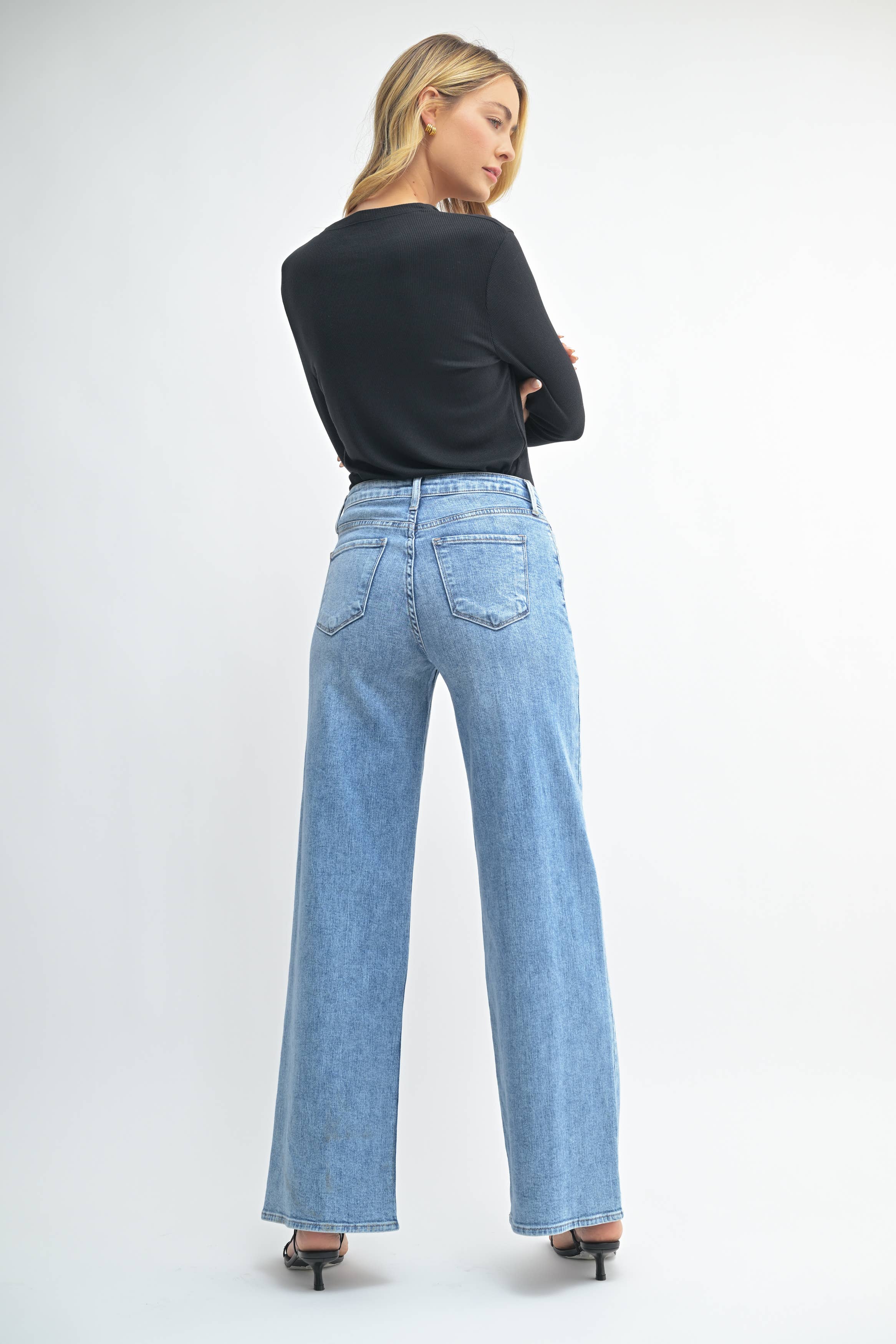 JUST BLACK DENIM Pippa Stretchy Wide Leg 32"