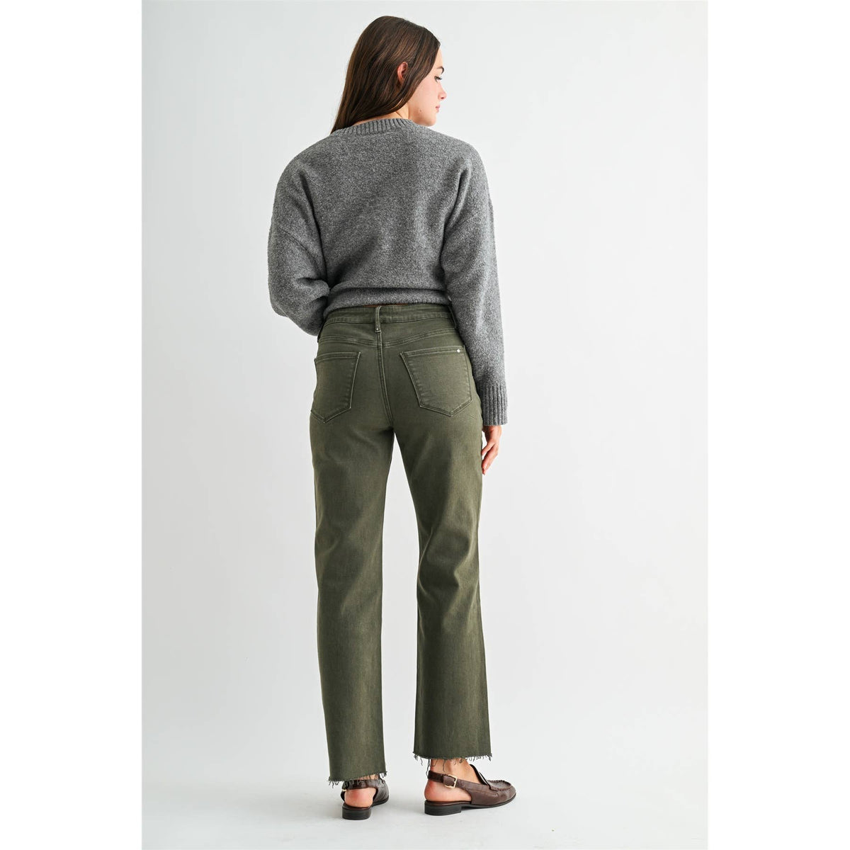 Mica Denim - Olive HR Straight Ankle Denim 29"
