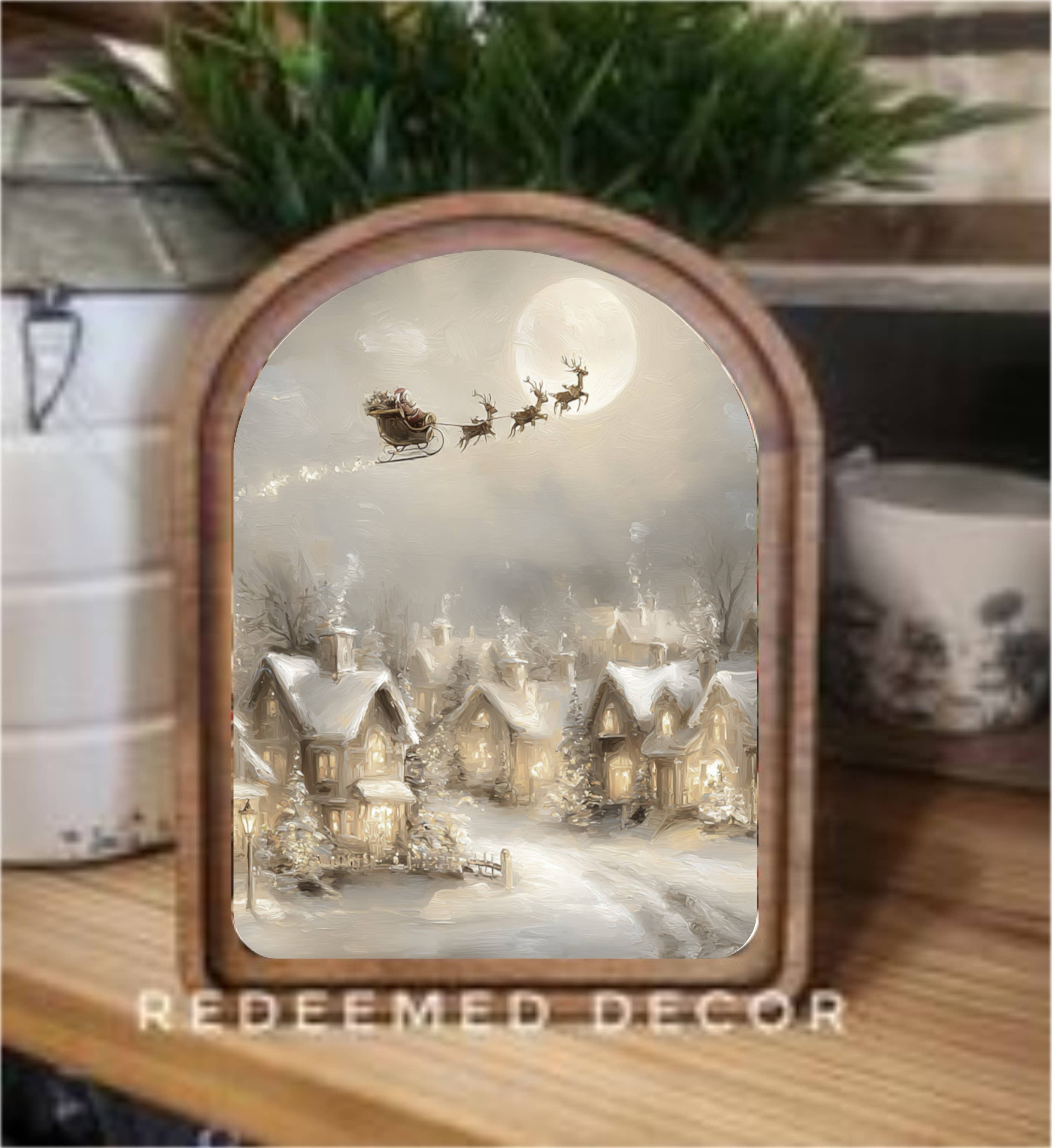 Arch Top Flying Sleigh Framed Art
