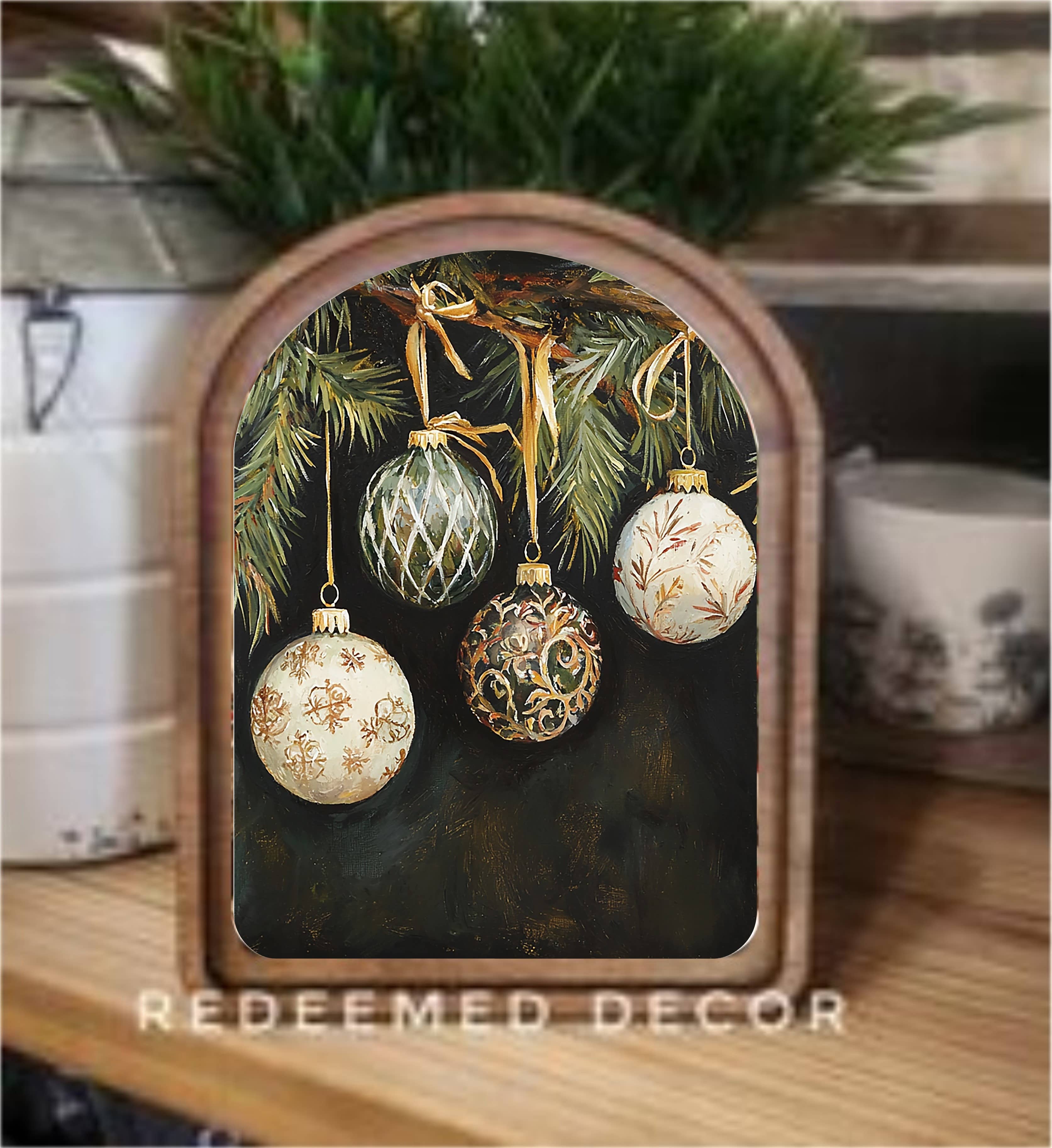Arch Top Ornaments Framed Art