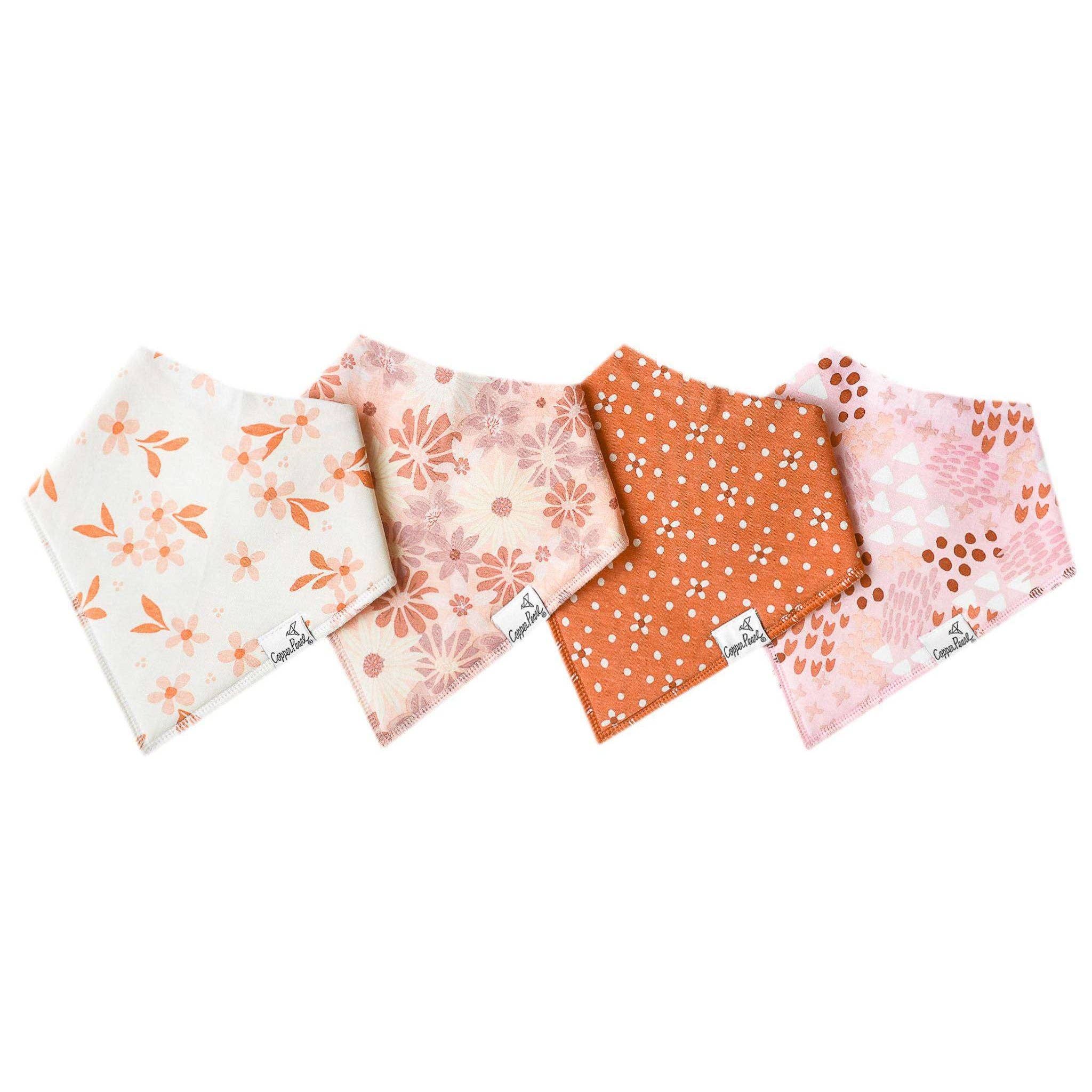 Copper Pearl - 4 Pack Baby Bandana Bibs - Rue