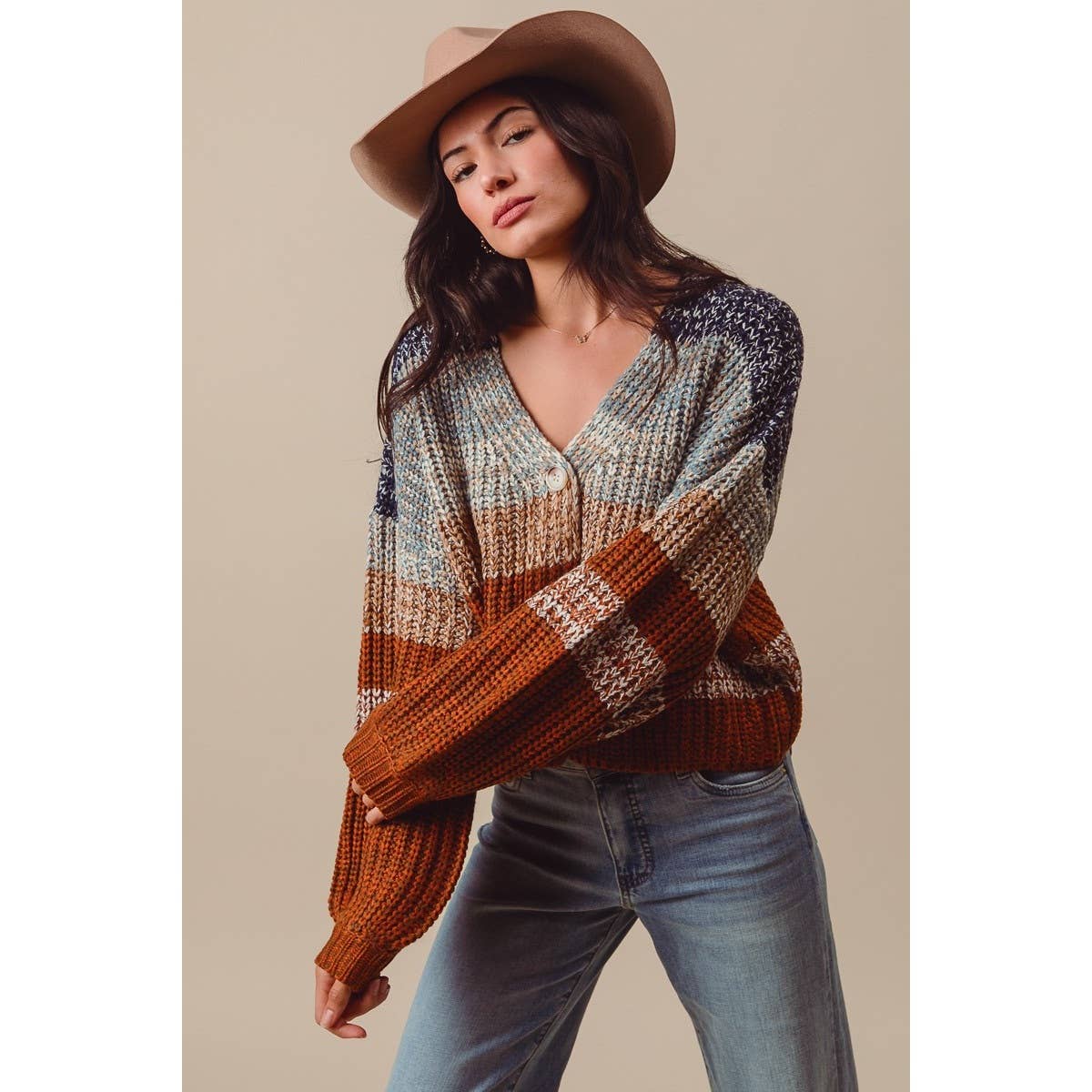 So Me - MULTI COLOR STRIPE SWEATER CARDIGAN