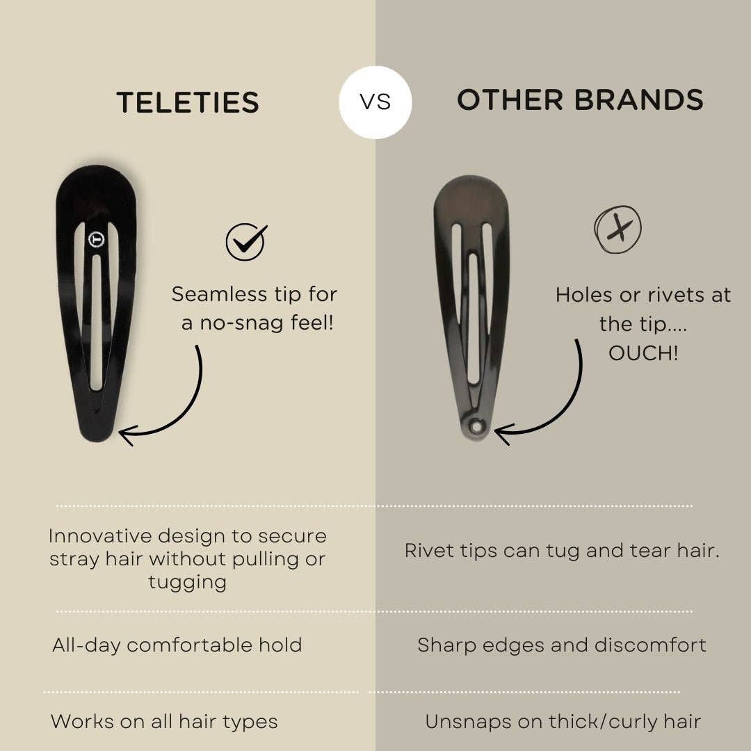 TELETIES - Snap Clip | Brown | 6 Count
