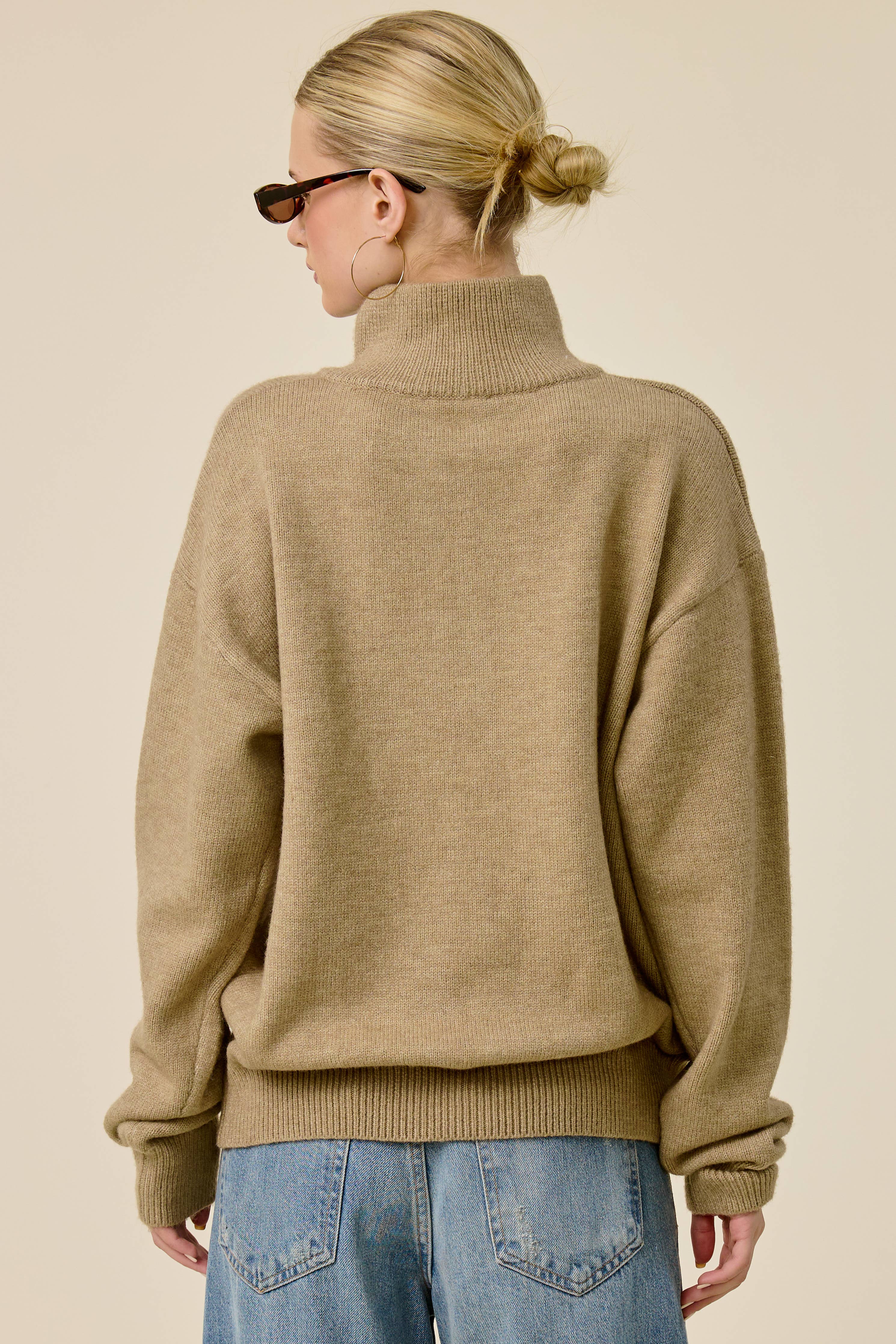 Mimosa - Half Zip Mock Neck Knit Sweater