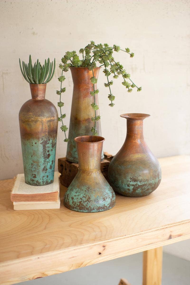 Kalalou - SET OF FOUR TWO-TONED COPPER VASES