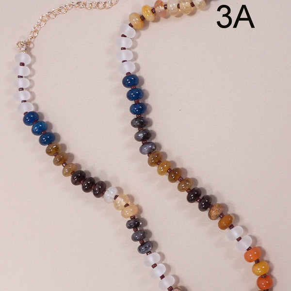 AGATE GLASS SEMI PRECIOUS BEAD NECKLACE