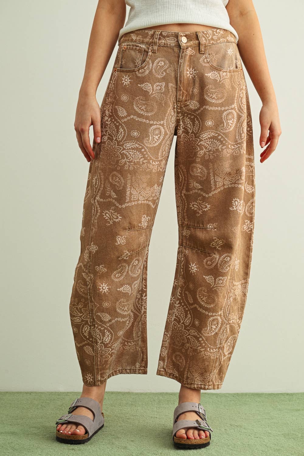 MIOU MUSE - P6317   PAISLEY PRINT WASHED PANTS