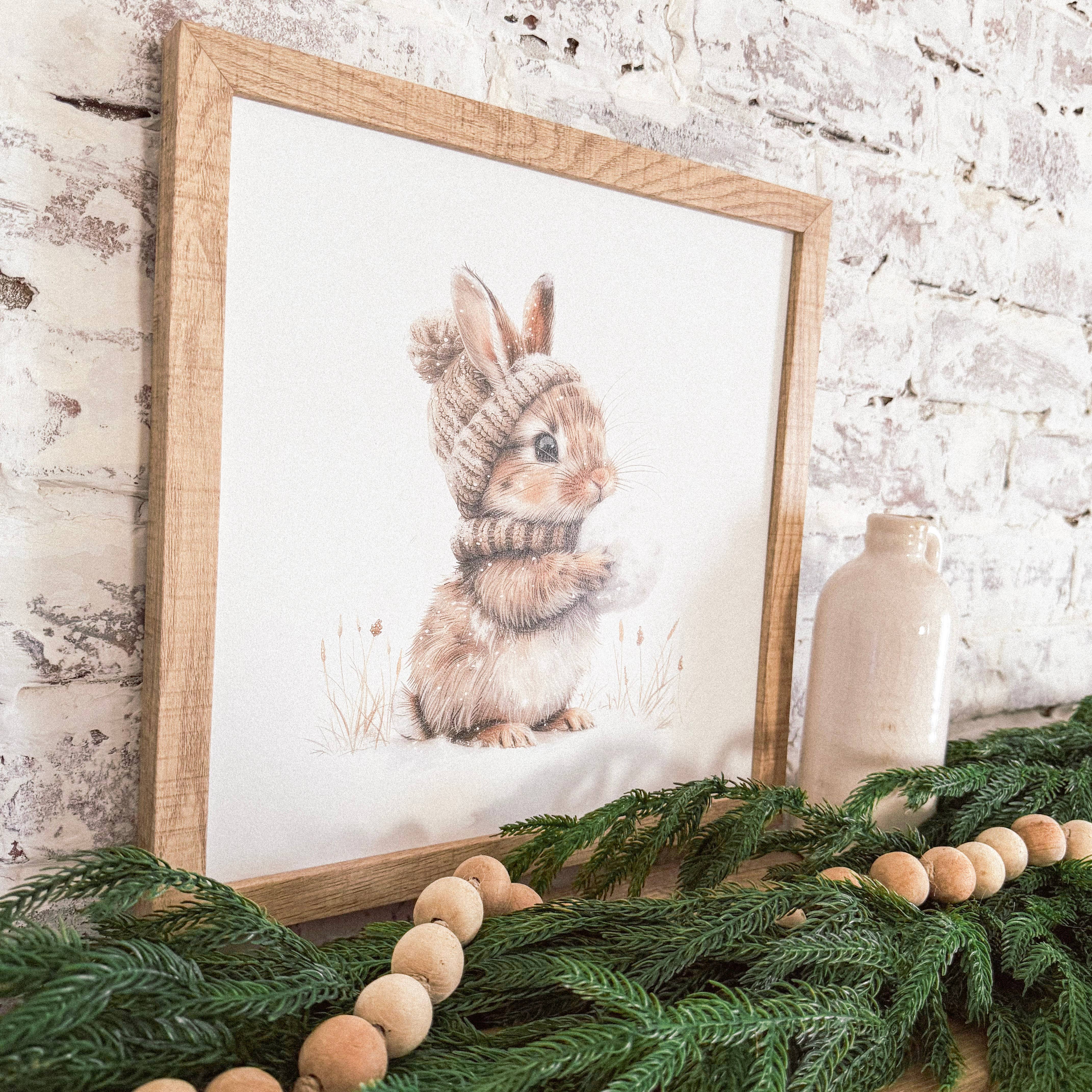 Winter Bunny Wood Sign