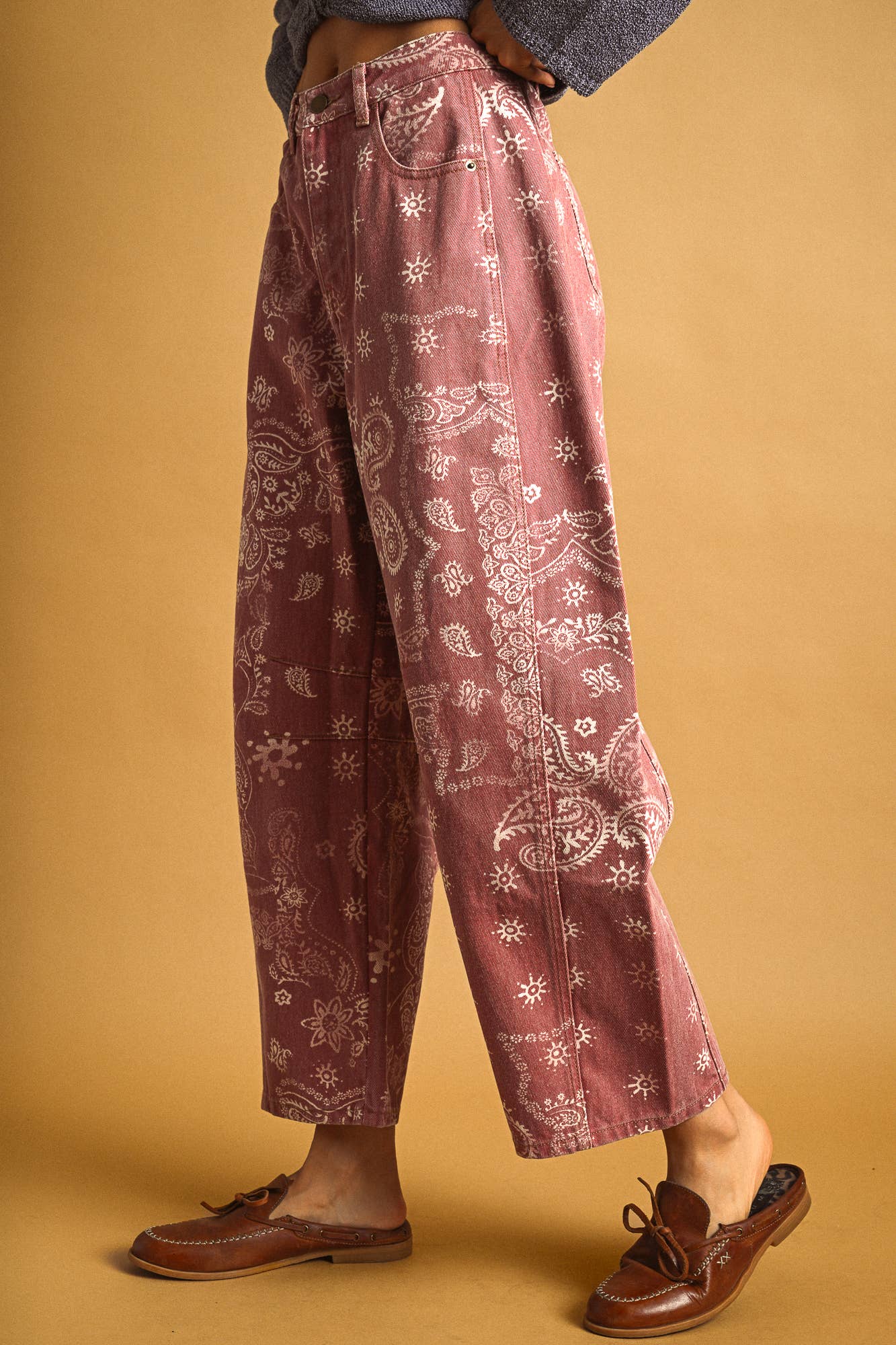 MIOU MUSE - P6317   PAISLEY PRINT WASHED PANTS
