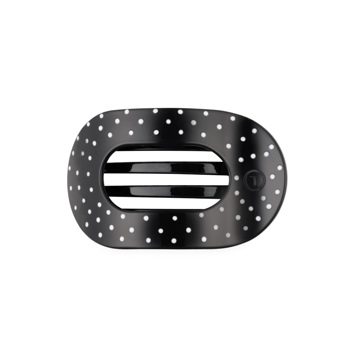 TELETIES - Black Polka Dot Party Medium Flat Round Hair Clip