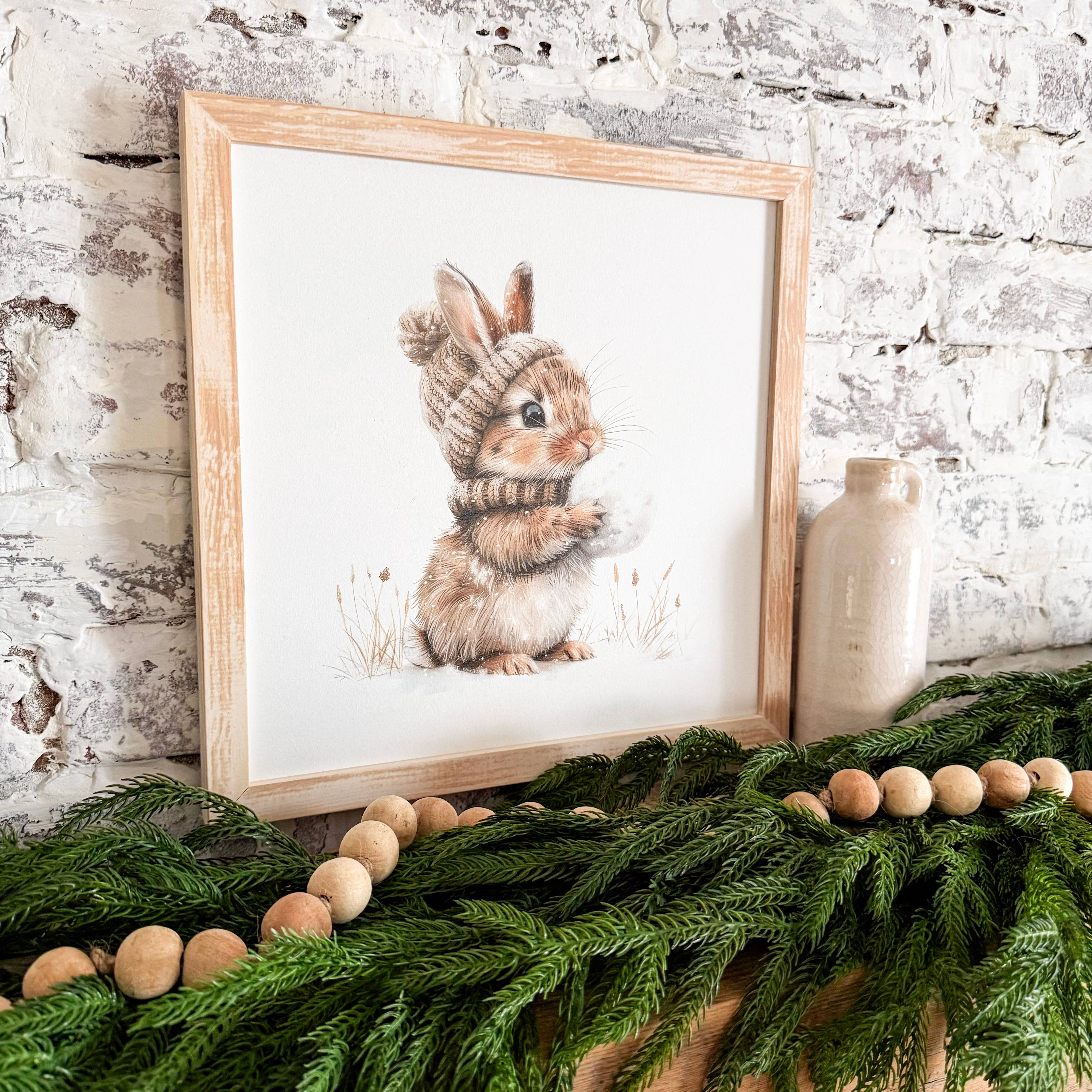 Winter Bunny Wood Sign