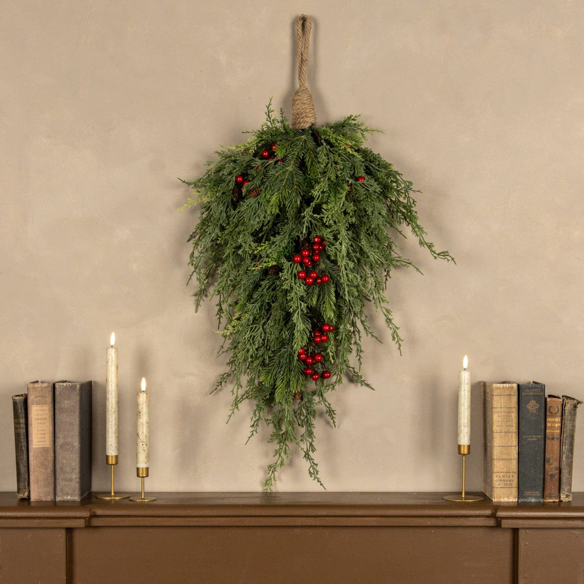 Ragon House - 20" PINE, CEDAR & BERRIES HANGING WREATH