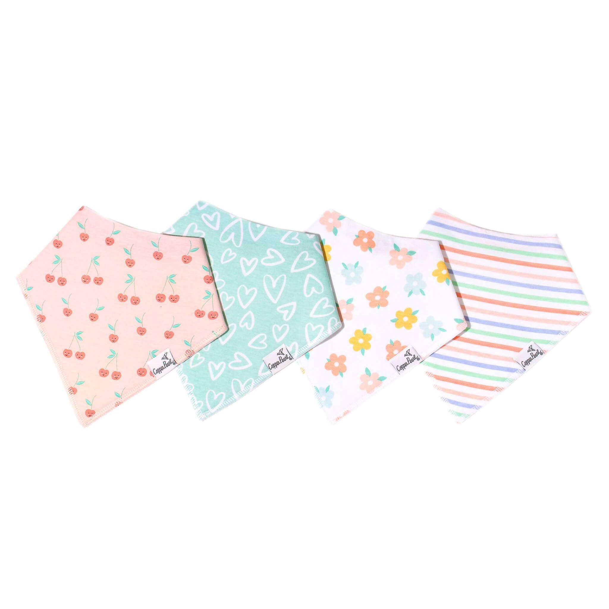 Copper Pearl - 4 Pack Baby Bandana Bibs - Cheery