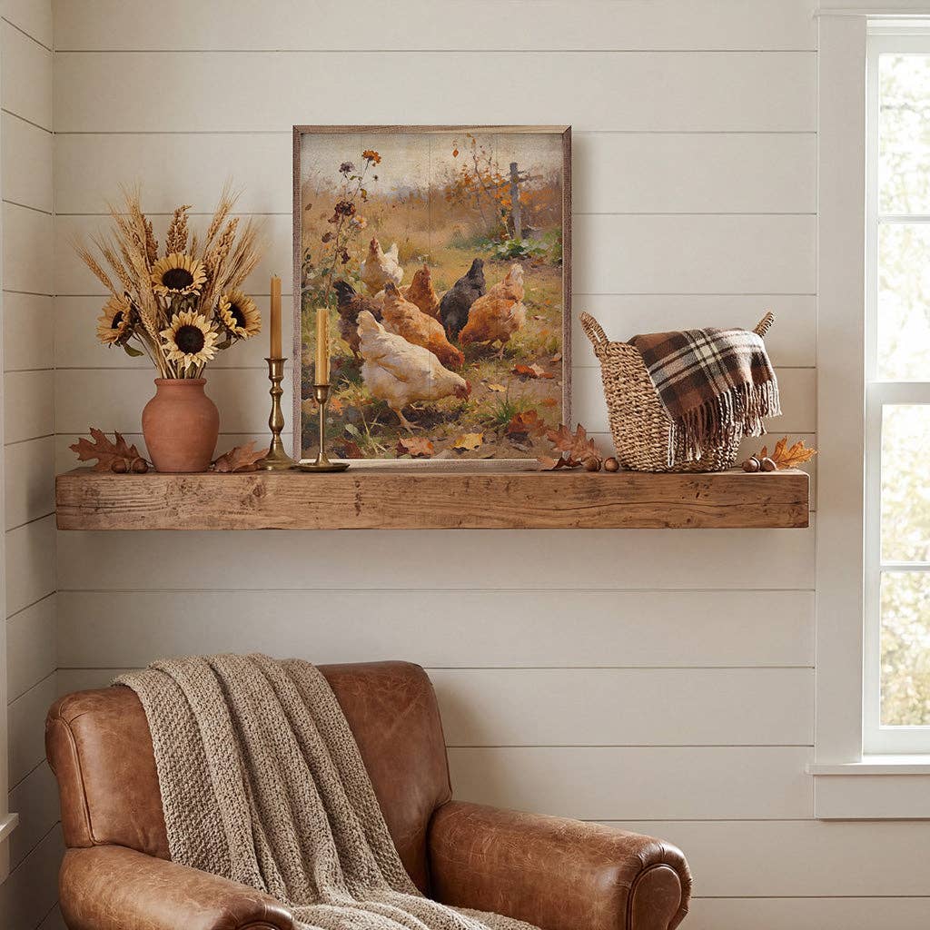 Autumn Chickens Framed Art