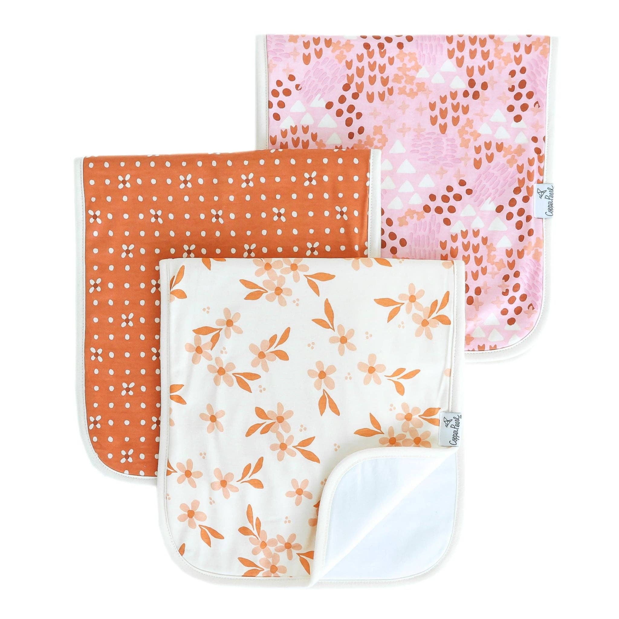 Copper Pearl - 3 Pack Premium Burp Cloths - Rue