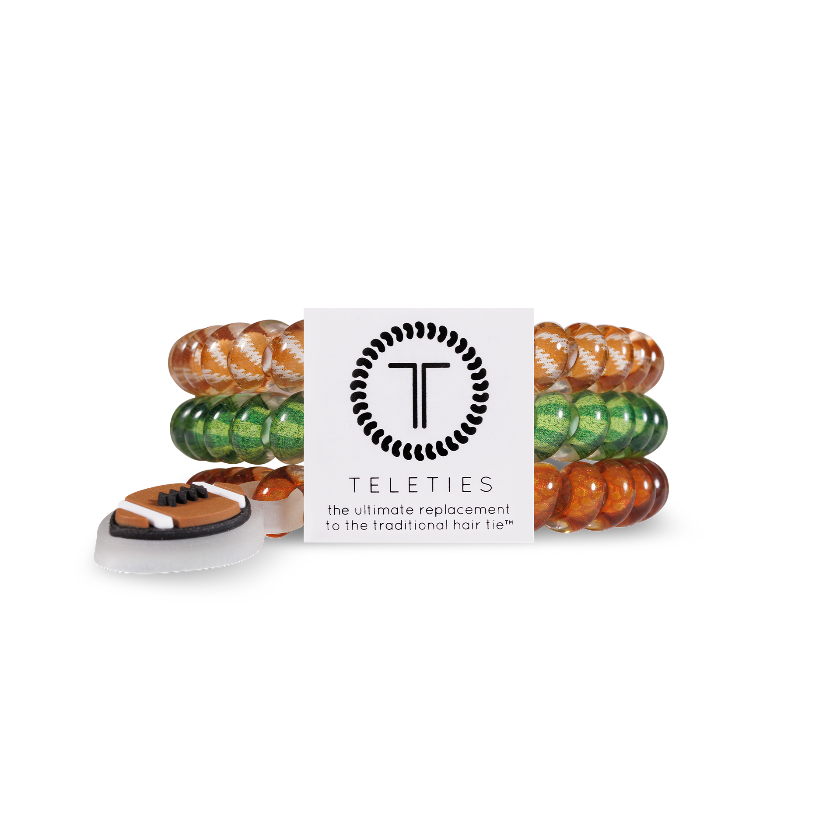 TELETIES - Spiral Hair Coils | Small | Football Hair Ties