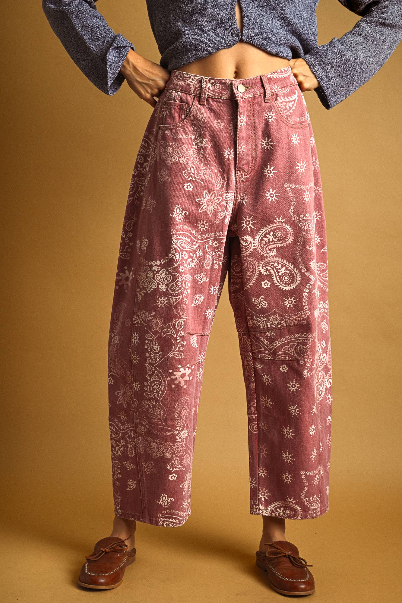 MIOU MUSE - P6317   PAISLEY PRINT WASHED PANTS