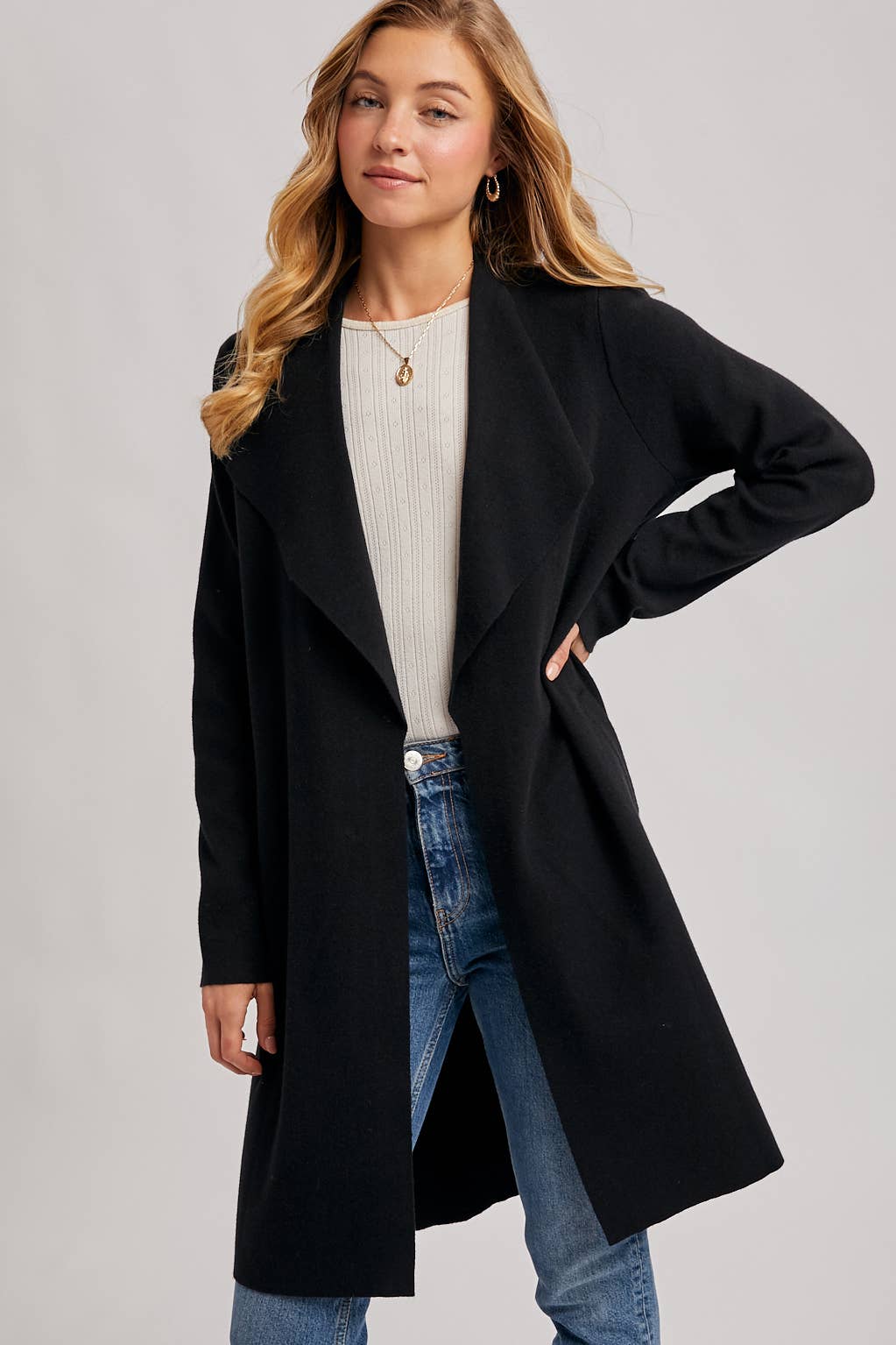 Bluivy - MODERN OPEN FRONT LONGLINE KNIT CARDIGAN